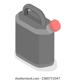 3D Isometric Flat  Set of Blank Plastic Canister, Gasoline Fuel Storage. Item 1