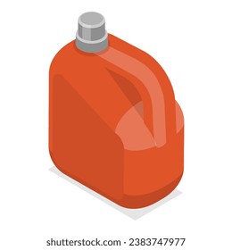 3D Isometric Flat  Set of Blank Plastic Canister, Gasoline Fuel Storage. Item 3