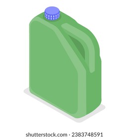 3D Isometric Flat  Set of Blank Plastic Canister, Gasoline Fuel Storage. Item 4