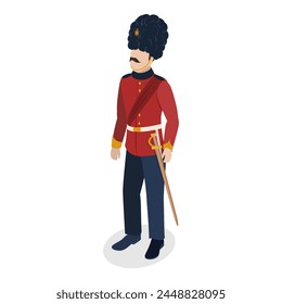 3D Isometric Flat  Set of British People Set, Victorian Era Persons. Item 3