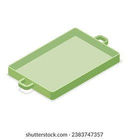 3D Isometric Flat  Set of Empty Serving Trays, Using in Restaurants and Domestic Kitchen. Item 4