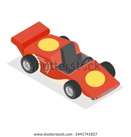 3D Isometric Flat  Set of F1 Items, Formula 1 Objects. Item 1
