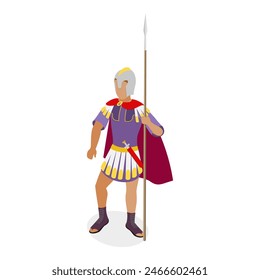 3D Isometric Flat  Set of Historical People, Napoleon Bonaparte, Jeanne dArc, Genghis Khan, Alexander the Great. Item 2
