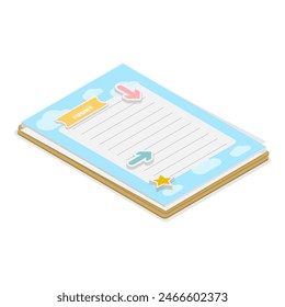 3D Isometric Flat  Set of Organized Notebooks, Notes for Daily Planner. Item 3 - Powered by Shutterstock