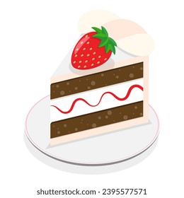 3D Isometric Flat  Set of Slices of Different Cakes, Sweets and Dessert. Item 1