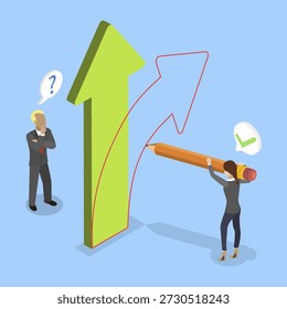 3D Isometric Flat Vector Illustration of Business Transformation, Choosing A Superior Opportunity As A Better Alternative For Change