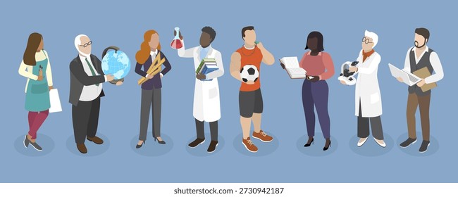 3D Isometric Flat Vector Illustration of Teachers, Inspiring Educators Ready To Guide Eager Learners On Academic Journey