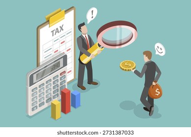 3D Isometric Flat Vector Illustration of Tax Evasion, Highlighting Tax Avoidance And Maximizing After-Tax Income While Minimizing Legitimate Taxes
