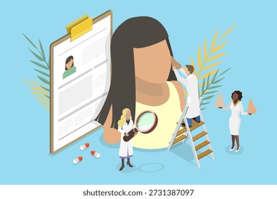 3D Isometric Flat Vector Illustration of Plastic Beauty Operation, Surgery For Reshaping The Nose
