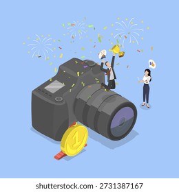 3D Isometric Flat Vector Illustration of Photo Contest, Design For Web And Mobile Development
