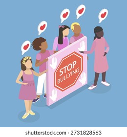 3D Isometric Flat Vector Illustration of Pink Day, Anti-Bullying Day