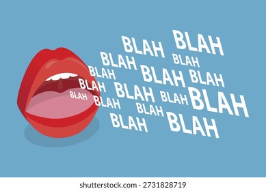 3D Isometric Flat Vector Illustration of Blah Blah Blah, Talking And Gossip Through The Mouth