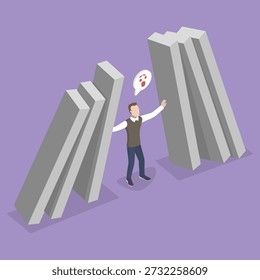 3D Isometric Flat Vector Illustration of Person Under Pressure, Stressed Businessman