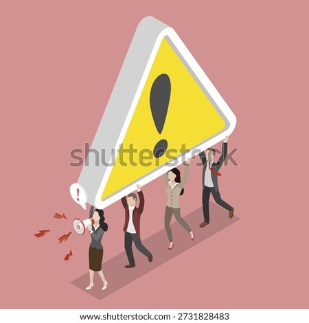 3D Isometric Flat Vector Illustration of Important Update, Attention Sign, Urgent Communication Concept