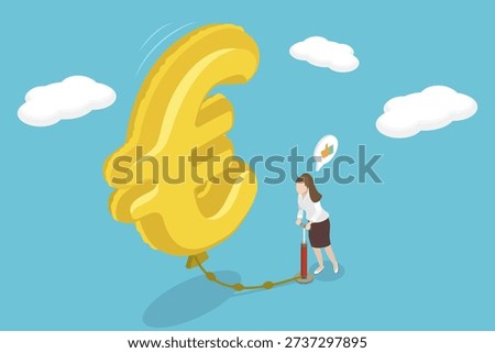 3D Isometric Flat Vector Illustration of Euro Growth, Enhancing Business To Succeed