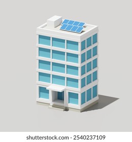 3d isometric rendering of office building isolated on background