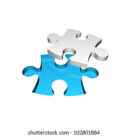 3D Jigsaw Puzzle. Business Concept For Complete The Final Missing Puzzle Piece