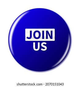 3d join us button isolated 