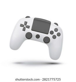 3d joystick console controller gaming game white color pc wireless mockup front view white background isolated deferent position floating