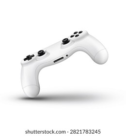 3d joystick console controller gaming game white color pc wireless mockup back view white background isolated deferent position floating objects gamepad