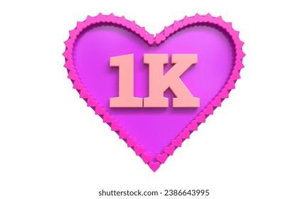 3D K on heart shape for social media banner 