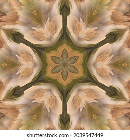 3D Kaleidoscope Background Pattern Nature Leaves Glitch Art Earth