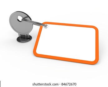 3d Key Attached Chrome Label Estate Orange