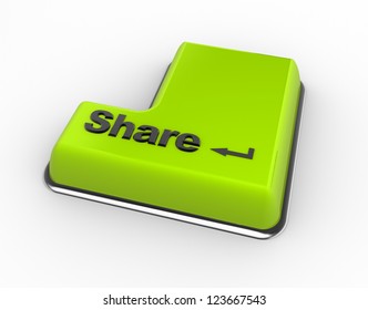 3d keyboard with a share button. 3d render