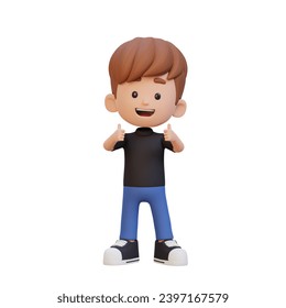 3D kid character give a thumbs up with cute happy face - Powered by Shutterstock