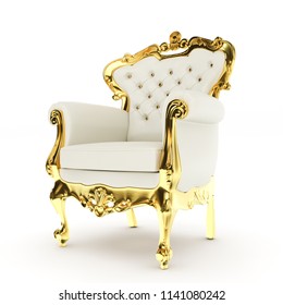 3d King's Throne, Royal Chair On White Background 3d Illustration