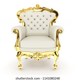 3d King's Throne, Royal Chair On White Background 3d Illustration