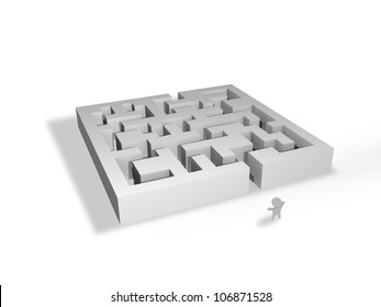 3d labyrinth with clueless guy