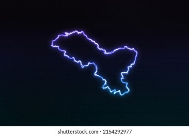 3D Ladakh Map Icon Neon Style