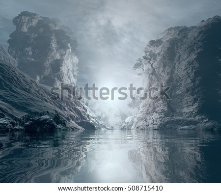 Similar – Norwegen | Sonnenuntergang am Fjord