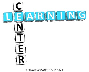 3D Learning Center Crossword On White Background