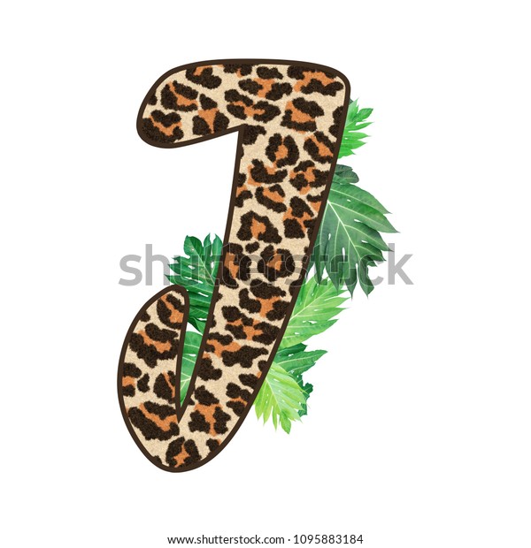 3d Leopard Print Letter J Decorative Stock Illustration