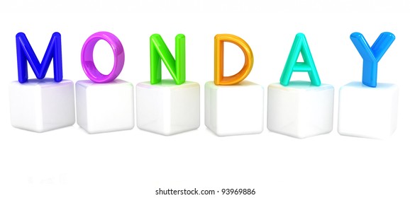 3d Letter Colorful White Cubes Monday Stock Illustration 93969886