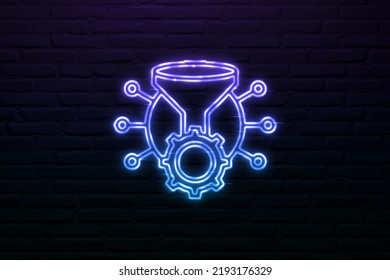 3D Leverage Data Virtualization Icon Neon Sign