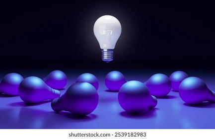 3D Light Bulb on purple background. We are hiring. Business idea and strategy solution concept. Thinking and brainstorming. Human resource management and recruitment business concept.  - Powered by Shutterstock