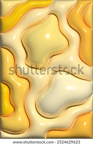 3D Light Yellow Abstract Bubble Blob Wavy Flowing Inflated Trendy Wallpaper