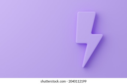 3d Lightning Icon On Violet Background. 3d Rendered Image.