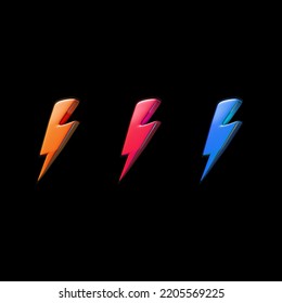 3d Lightning Icon Orange Red Blue