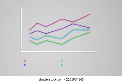 3d Line Chart Containing Four Categories. A Multiple Line Graph With Legend Under The Axis.