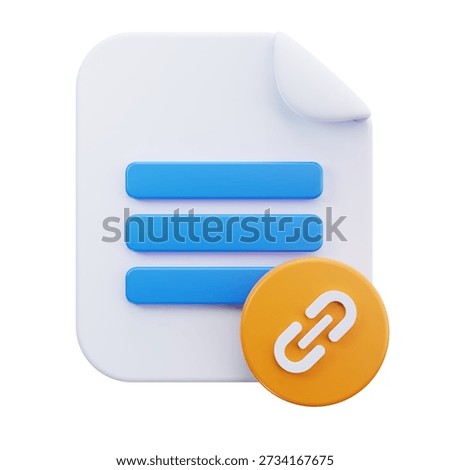 3D Link File Document Connection Icon
