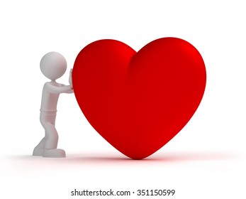 3d little man gives hearts isolated white background