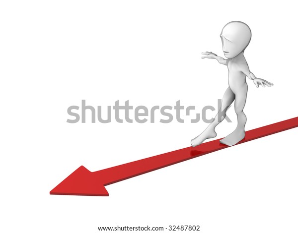 3d\
little person with red lines on white\
background
