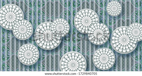 3D hallway wallpaper beautiful high quality Circular pattern 3d background Illustration for corridor décor.