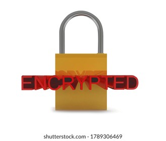 3d lock with encrpted text projected concept - 3d rendering 