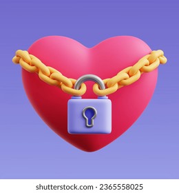 3D Locked Padlock Heart Illustration - Powered by Shutterstock