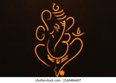 3d Lord Ganesha Yellow Neon Sign